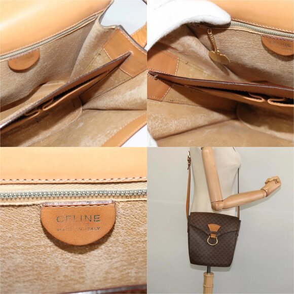 CELINE Macadam Canvas Shoulder Bag PVC Leather Brown Gold Auth yk17805 - Picture 15 of 15